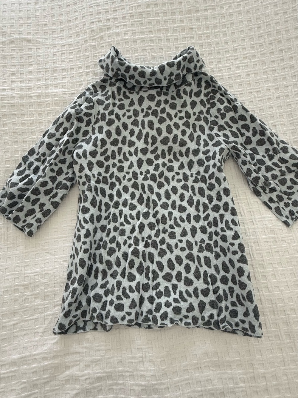 Janie and Jack Girls' Gray Leopard Print Turtleneck Top and gray leggings
